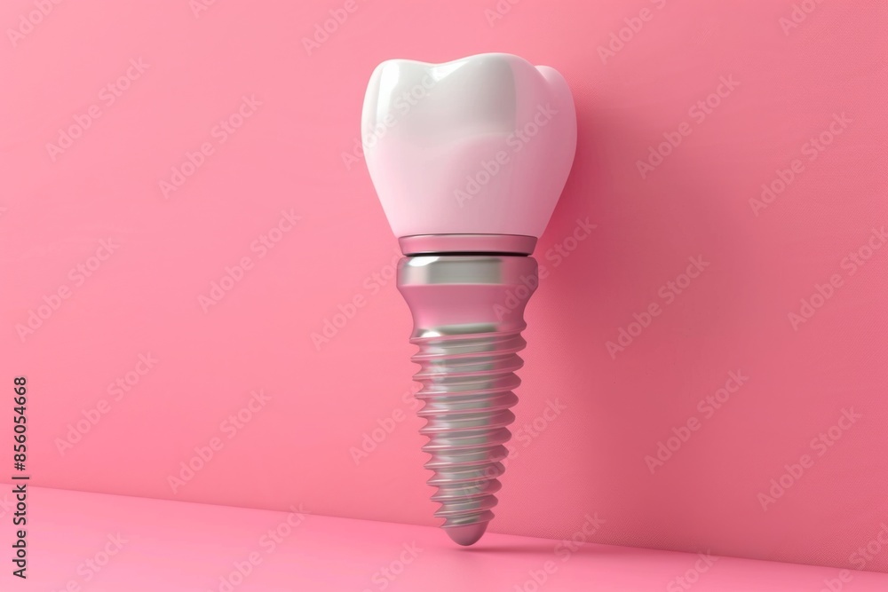 Dental Implant on Pink Background Dental Implant on Pink Background