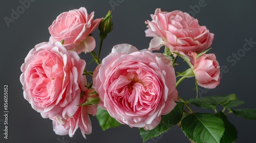 Soft, fullblown pink roses in a romantic bouquet.