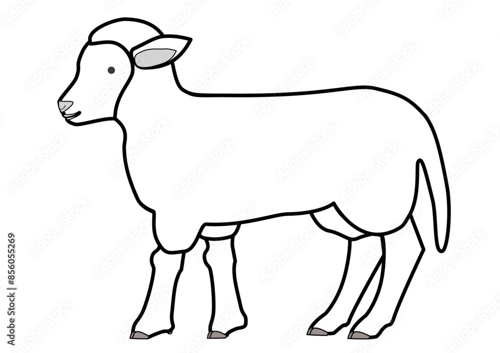 Line art of a lamb seen from the side Line art of a lamb seen from the side
