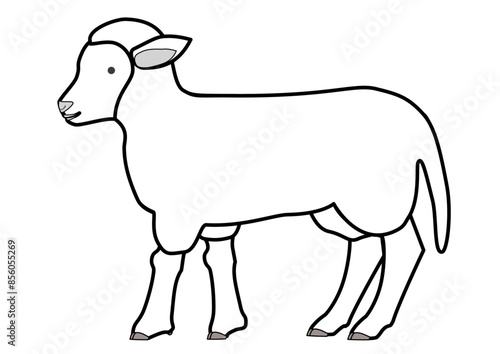 Line art of a lamb seen from the side
