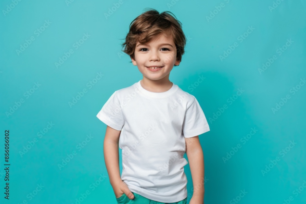 Portrait of a little cute boy on turquoise background Portrait of a little cute boy on turquoise background