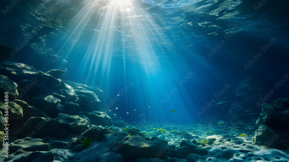 Dark blue ocean surface seen from underwater Dark blue ocean surface seen from underwater