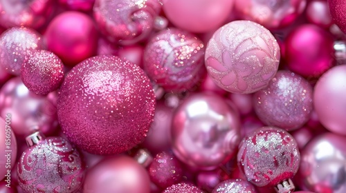Pink Glitter Christmas Ornaments - Generative AI