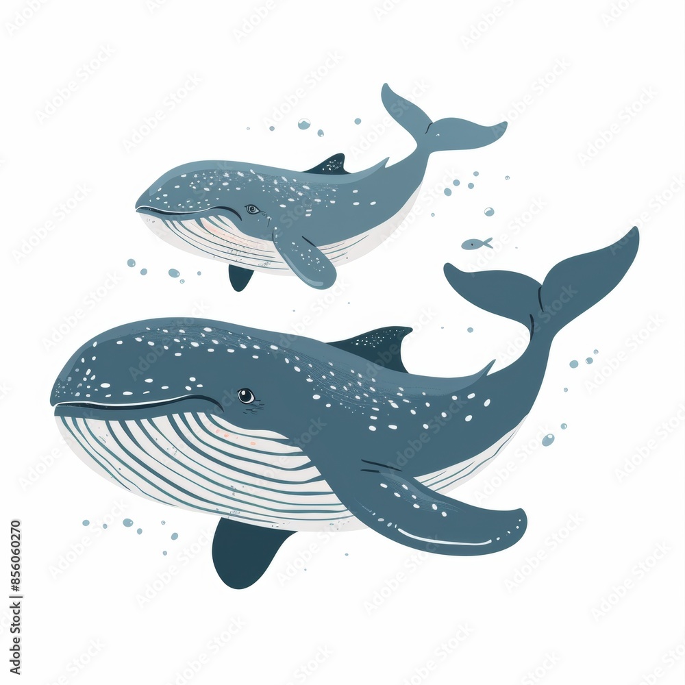 Fototapeta premium Whale. Flat vector illustration of cute animal. Baby nursery art.