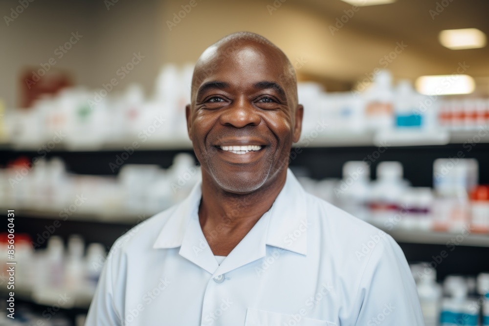 Fototapeta premium Portrait of a middle aged male pharmacy worker