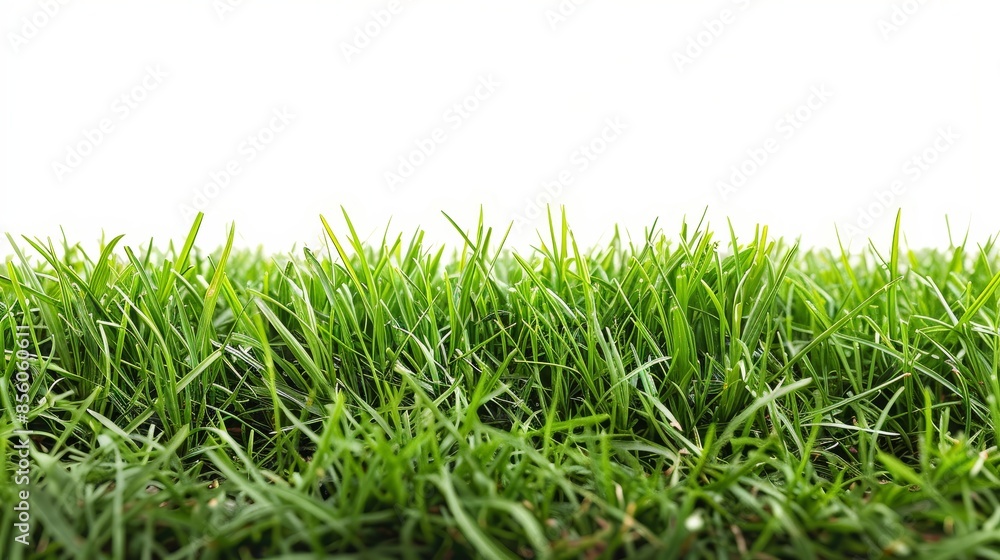 Premium image of pristine green grass lawn isolated on white, featuring closeup of immaculate, flat surface. Premium image of pristine green grass lawn isolated on white, featuring closeup of immaculate, flat surface.