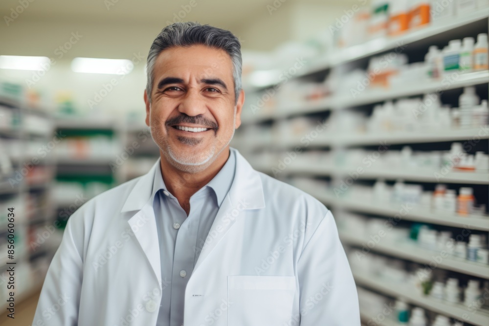 Portrait of a middle aged male pharmacy worker