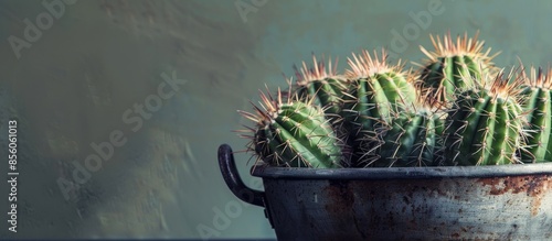 cactus in old pan . with co...