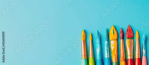 Many colorful paint brush o...