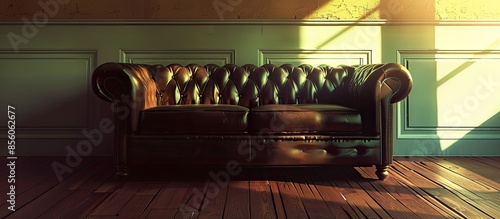 Leather couch in furnished ...
