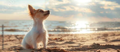 cute small dog shaking at t...