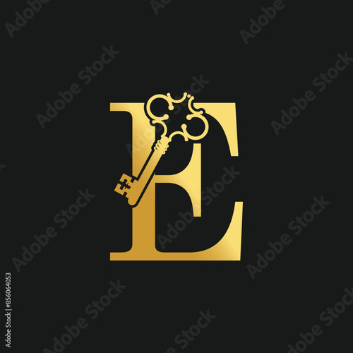 Key letter logo design vector with creatice concept and golden gradient