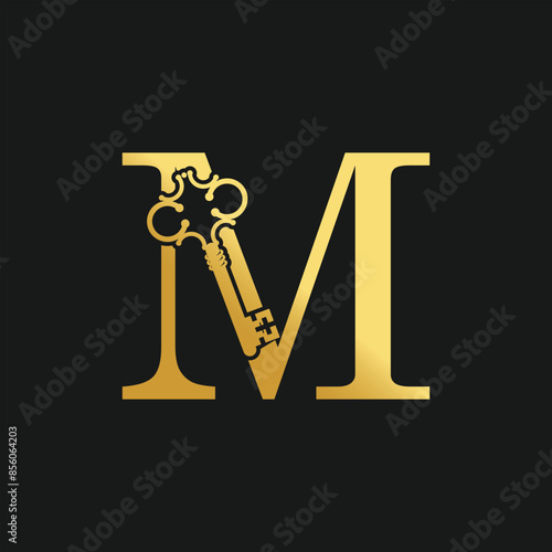 Key letter logo design vector with creatice concept and golden gradient