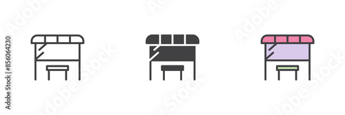 Bus station different style icon set