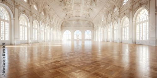 A grand and opulent rococo baroque ballroom with an elegant emptiness. Concept Rococo Baroque, Opulent Ballroom, Elegance, Grandiosity, Empty Space