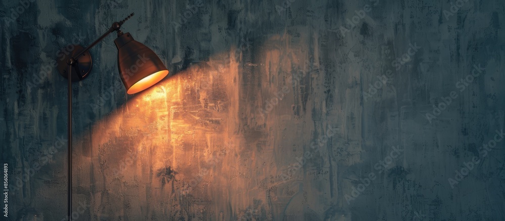 Fototapeta premium Small lamp with brown light shine to the wall. Spot light concept. with copy space image. Place for adding text or design