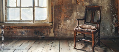 Vintage wooden chair near w...