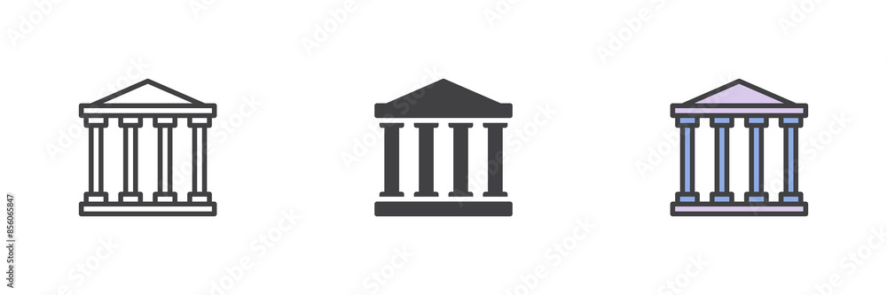 Court house different style icon set Court house different style icon set