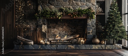New Year tree fireplace loc...