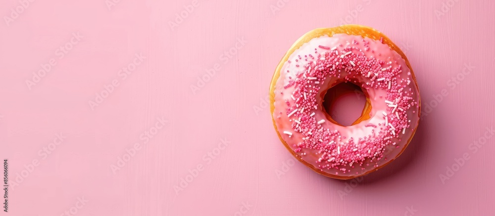 Sugar glazed donut Isolated on pastel background . Food. with copy space image. Place for adding text or design Sugar glazed donut Isolated on pastel background . Food. with copy space image. Place for adding text or design