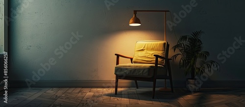 interior with chair and lam...