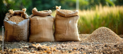 sacks of grain on the backg...