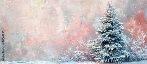 snowcovered tree on a paste...