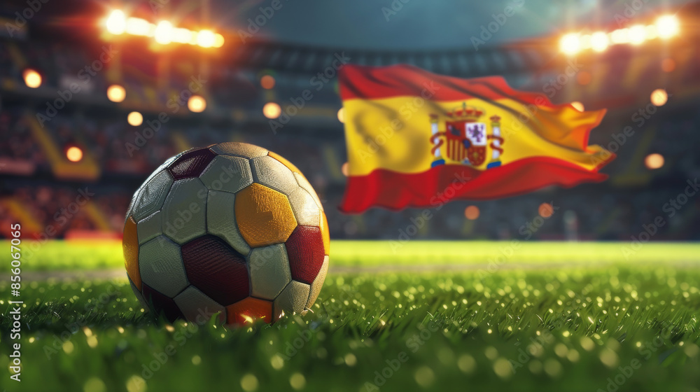Fototapeta premium UEFA EURO 2024 Soccer Ball with Flag of Germany, England, Spain, Italy, France, Portugal, Poland, Ukraine, Switzerland, Hungary, Turkey, Serbia, Belgium, Slovenia, Croatia