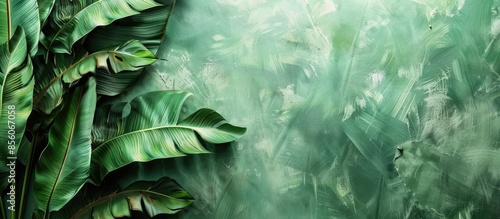 banana leaf, green leave, green leaf background, abstract background pastel background. with copy space image. Place for adding text or design photo