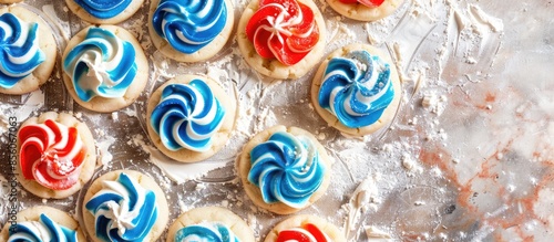 Slicing red white and blue ...