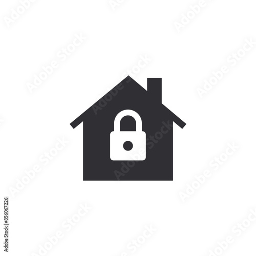 Home icon. House sign. Real estate icon. Home sign. Building construction. Logo template. Alert sign. Smart home. Home protection. Safety. Closed house. Lock icon. Private house. Blocked real estate.