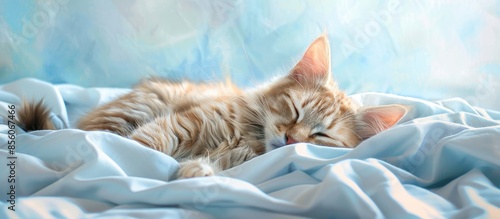 Sleeping cat on the fabric ...