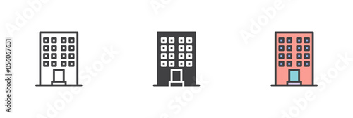 Apartment Building different style icon set