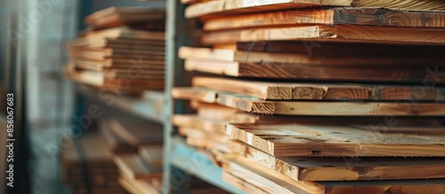 stacked wooden boards in a ...