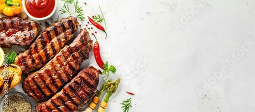 grill meat on bread with sp...