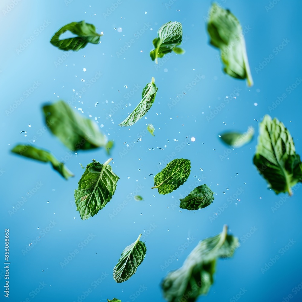 tornado of mint leaf in the air tornado of mint leaf in the air