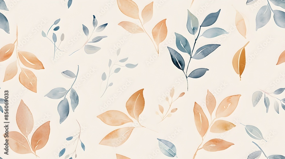 Elegant Autumn Foliage Botanical Pattern with Soft Hued Leaves Elegant Autumn Foliage Botanical Pattern with Soft Hued Leaves