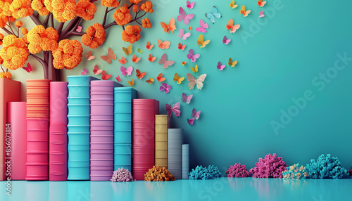A gradient abstract 3D illustration background for World Book Day celebration and educational purposes. © Jhon