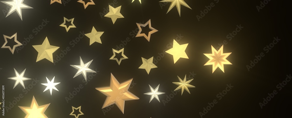 Twinkling Yuletide Skies: Breathtaking 3D Illustration of Falling Christmas Starlights Twinkling Yuletide Skies: Breathtaking 3D Illustration of Falling Christmas Starlights