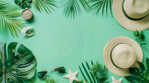 Flat lay of a summer background.