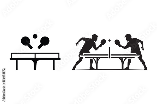 vector silhouette image of a table tennis.