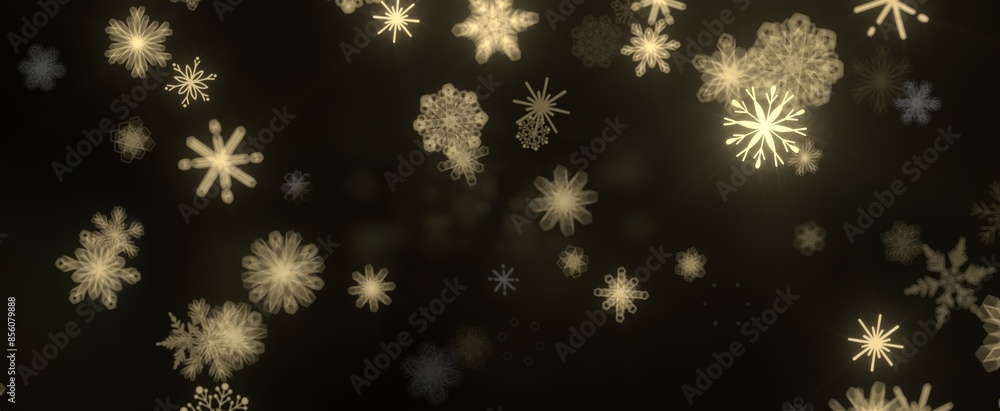 Snowflakes and bokeh lights on the blue Merry Christmas background. 3D render Snowflakes and bokeh lights on the blue Merry Christmas background. 3D render