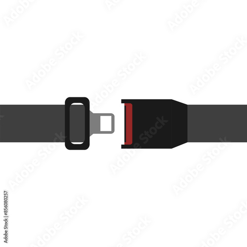 Vector illustration of safety seat belt isolated on white background. Realistic unlocked drive seatbelt.