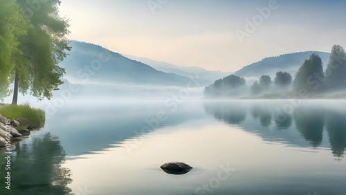 霧がかかった湖 photo