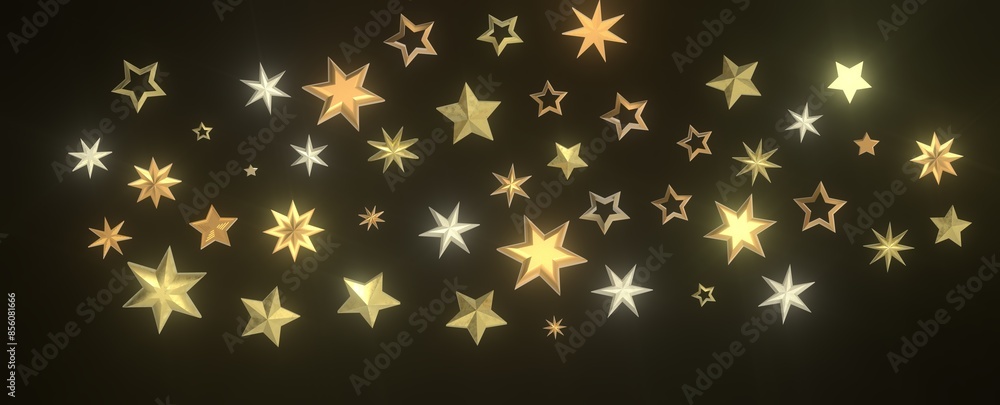 Twinkling Christmas Descent: Striking 3D Illustration Showcasing Falling Festive Twinkling Stars Twinkling Christmas Descent: Striking 3D Illustration Showcasing Falling Festive Twinkling Stars