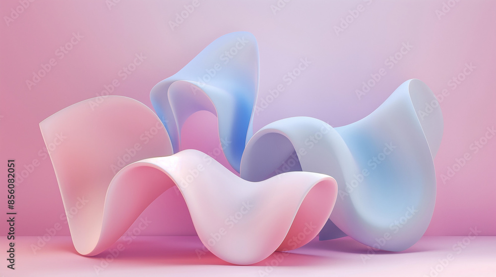 Graceful curves of abstract pastel forms Graceful curves of abstract pastel forms