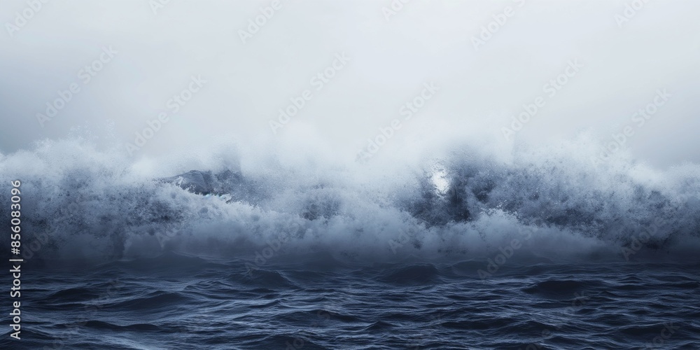 Photo of a huge wave in the ocean at night time, with a misty with a dramatic and stormy sky. This illustrates the concept of extreme weather and the climate crisis. Photo of a huge wave in the ocean at night time, with a misty with a dramatic and stormy sky. This illustrates the concept of extreme weather and the climate crisis.