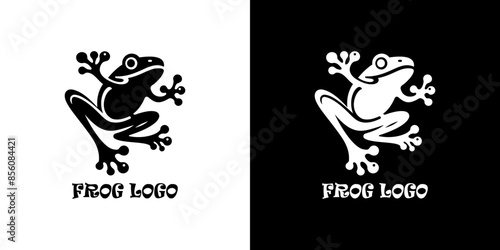 Logo design in the shape of a jumping frog with a bottom view