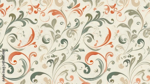 Horizontal curved pattern design isolated for wallpaper textile and background vintage elegance © pngking