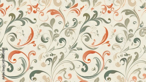 Horizontal curved pattern design isolated for wallpaper textile and background vintage elegance